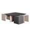 Manhattan Comfort Haley Nested Coffee Table & Ottoman Set in White & Black Marble  in White and Black Marble CT013-WB - alternate 4